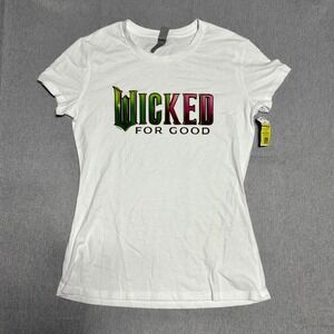 Instant Message Wicked For Good T-Shirt Womens Medium White Graphic Tee Broadway